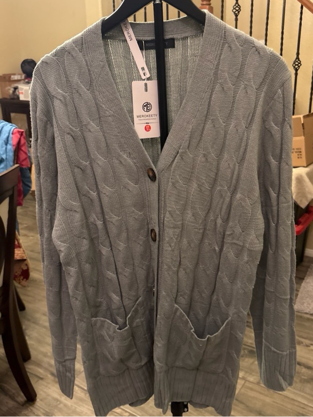 Women’s sage Cable-Knit Cardigan Sweater M